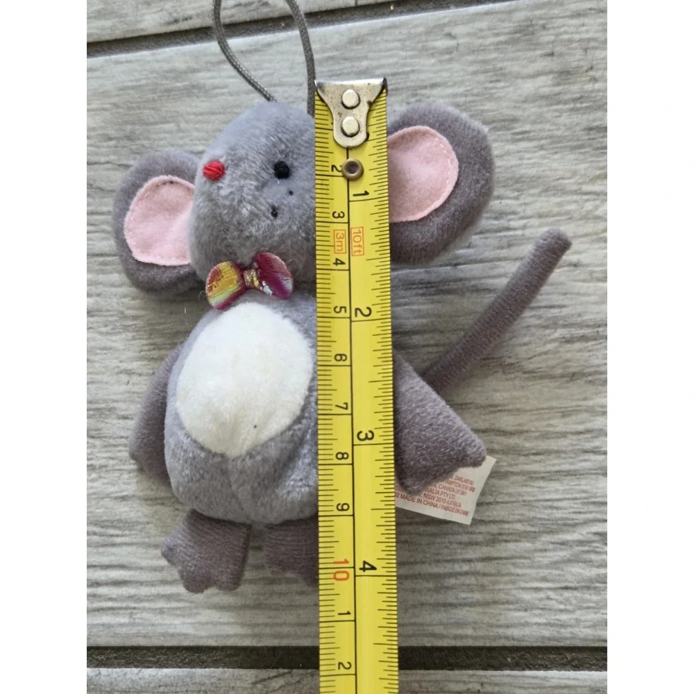 Russ Berrie Plush Mouse Ornament Lot of 4 Gray Mice Christmas Tree Hangers Cute